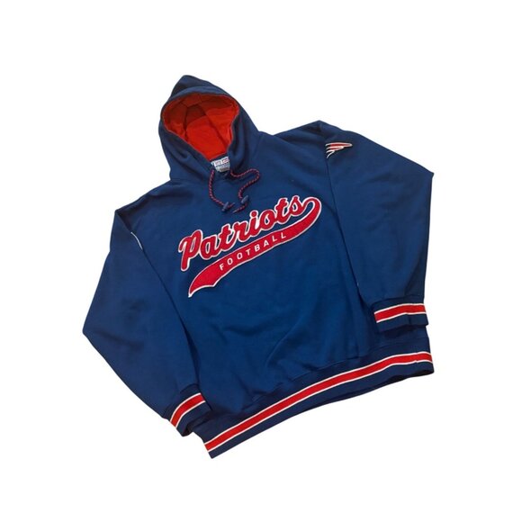 Vintage Starter New England Patriots NFL Tail Sweep Script Hoodie Sweatshirt L - Picture 3 of 7
